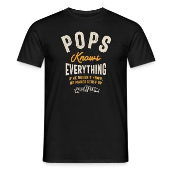 Pops Knows Everything - Dad Grandpa - Men's T-Shirt - black - Front - AI Model Male 178 light (178cm)