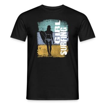 Girl Surfing Vintage Retro Surfer Girl - Men's T-Shirt - black - Front - AI Model Male 178 light (178cm)