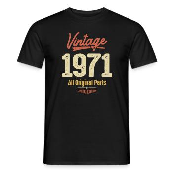 Vintage 1971 - 52nd Birthday Classic Born 1971 - Men's T-Shirt - black - Front - AI Model Male 178 light (178cm)