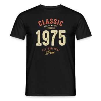 Classic 1975 - 48th Birthday Vintage Born 1975 - Men's T-Shirt - black - Front - AI Model Male 178 light (178cm)