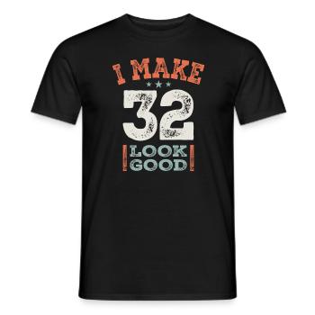 32 Birthday Funny 32 Years Old - Men's T-Shirt - black - Front - AI Model Male 178 light (178cm)