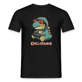Gamer Dino - Chillosaurus - Männer T-Shirt - Schwarz - Vorne - AI Model Male 178 light (178cm)