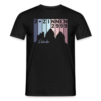 3 Drei Zinnen Dolomiten E5 Südtirol Pastell Retro - Männer T-Shirt - Schwarz - Vorne - AI Model Male 178 light (178cm)