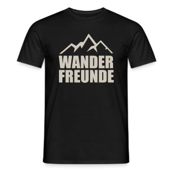 Wanderfreunde, Berg Silhouette. Hobby und Freizeit - Männer T-Shirt - Schwarz - Vorne - AI Model Male 178 light (178cm)