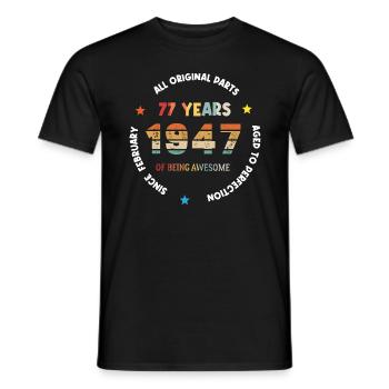 77 Years Old Made In 1947 Vintage February 1947 - Men's T-Shirt - black - Front - AI Model Male 178 light (178cm)