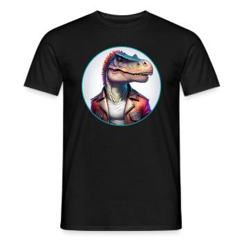 Dinosaur Leather Jacket - Men's T-Shirt - black - Front - AI Model Male 178 light (178cm)