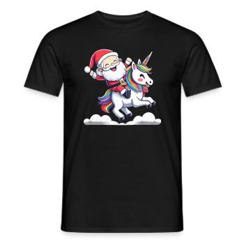 Le Père Noël chevauche une licorne - T-shirt homme - noir - Devant - AI Model Male 178 light (178cm)