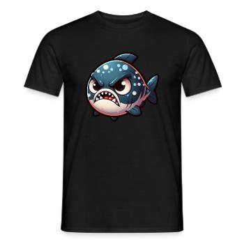 cute angry piranha - Men's T-Shirt - black - Front - AI Model Male 178 light (178cm)