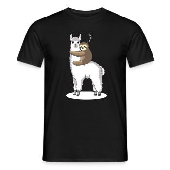 Sloth dort sur l'Alpaca Lama - cadeau - T-shirt homme - noir - Devant - AI Model Male 178 light (178cm)
