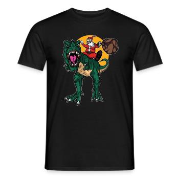 Weihnachtsmann reitet T-Rex Weihnachten Geschenk - Männer T-Shirt - Schwarz - Vorne - AI Model Male 178 light (178cm)