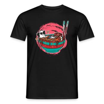 Chats Anime Kawaii Chats Ramen nouilles manga - T-shirt homme - noir - Devant - AI Model Male 178 light (178cm)