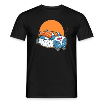 Sushi chat chat anime kawaii chats japon cadeau - T-shirt homme - noir - Devant - AI Model Male 178 light (178cm)