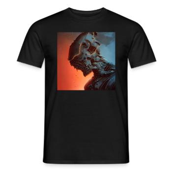 Ancient robot crumbling - Men's T-Shirt - black - Front - AI Model Male 178 light (178cm)