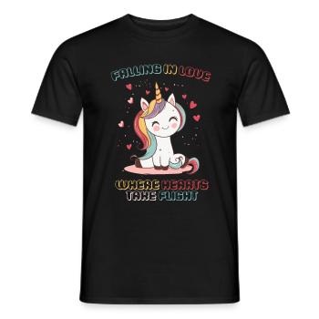 Falling in Love - Where Hearts take Flight - - Men's T-Shirt - black - Front - AI Model Male 178 light (178cm)