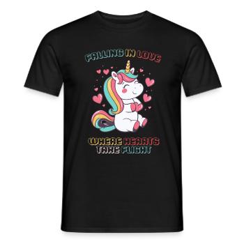 Falling in Love - Where Hearts take Flight - - Men's T-Shirt - black - Front - AI Model Male 178 light (178cm)