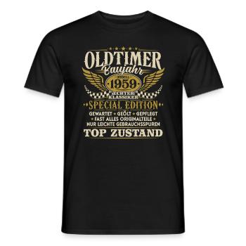 Oldtimer Baujahr 1959 Jahrgang Geburtstag Geschenk - Männer T-Shirt - Schwarz - Vorne - AI Model Male 178 light (178cm)