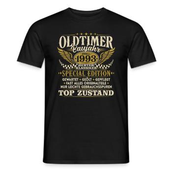 Oldtimer Baujahr 1993 Jahrgang Geburtstag Geschenk - Männer T-Shirt - Schwarz - Vorne - AI Model Male 178 light (178cm)