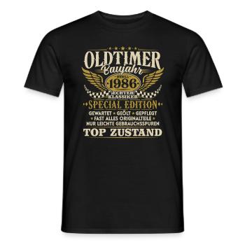 Oldtimer Baujahr 1986 Jahrgang Geburtstag Geschenk - Männer T-Shirt - Schwarz - Vorne - AI Model Male 178 light (178cm)