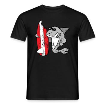 Retro Vintage Grunge Style Hai Surfbrett - Männer T-Shirt - Schwarz - Vorne - AI Model Male 178 light (178cm)