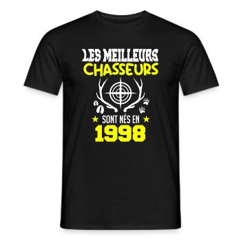Anniversaire chasseur Née en 1998 - T-shirt homme - noir - Devant - AI Model Male 178 light (178cm)