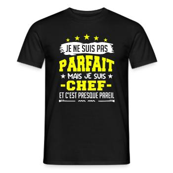 Je Ne Suis Parfait Mais Je Suis Chef - T-shirt homme - noir - Devant - AI Model Male 178 light (178cm)