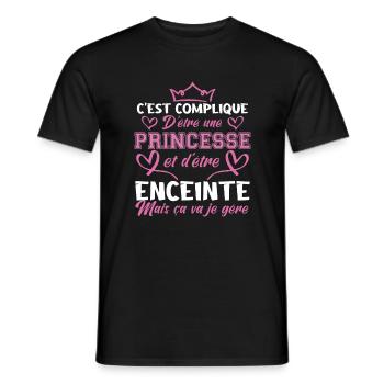 C'est compliqué d'etre une princesse et enceinte. - T-shirt homme - noir - Devant - AI Model Male 178 light (178cm)