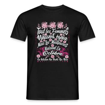 Octobre Rose:Meilleures femmes naissent en octobre - T-shirt homme - noir - Devant - AI Model Male 178 light (178cm)