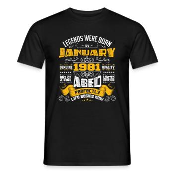 Legends were born in January 1981 - Men's T-Shirt - black - Front - AI Model Male 178 light (178cm)