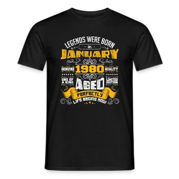 Legends were born in January 1980 - T-shirt homme - noir - Devant - AI Model Male 178 light (178cm)