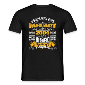 Legends were born in January 2004 - Men's T-Shirt - black - Front - AI Model Male 178 light (178cm)