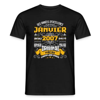 JANVIER 2007 | ORIGINAL PIÈCES - T-shirt homme - noir - Devant - AI Model Male 178 light (178cm)