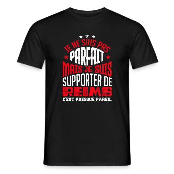 Cadeau Supporter de Reims Foot - T-shirt homme - noir - Devant - AI Model Male 178 light (178cm)