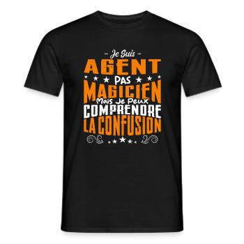Je Suis Agent Pas Magicien - T-shirt homme - noir - Devant - AI Model Male 178 light (178cm)
