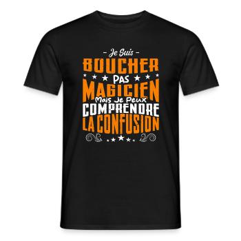 Je Suis Boucher Pas Magicien - T-shirt homme - noir - Devant - AI Model Male 178 light (178cm)