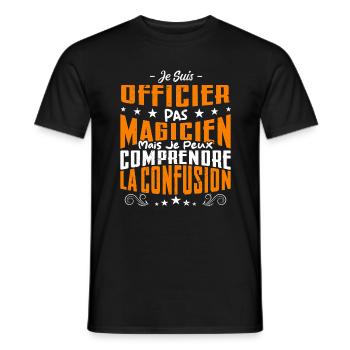 Je Suis Officier Pas Magicien - T-shirt homme - noir - Devant - AI Model Male 178 light (178cm)