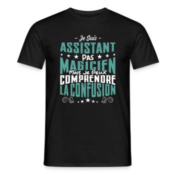 Je Suis Assistant Pas Magicien - T-shirt homme - noir - Devant - AI Model Male 178 light (178cm)