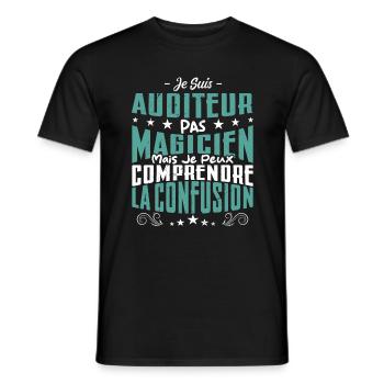 Je Suis Auditeur Pas Magicien - T-shirt homme - noir - Devant - AI Model Male 178 light (178cm)