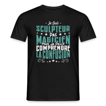 Je Suis Sculpteur Pas Magicien - T-shirt homme - noir - Devant - AI Model Male 178 light (178cm)