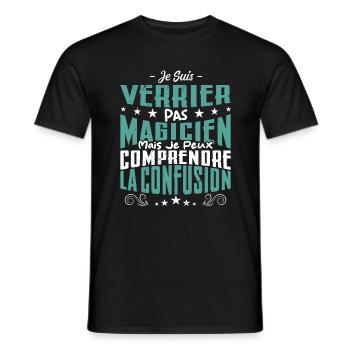 Je Suis Verrier Pas Magicien - T-shirt homme - noir - Devant - AI Model Male 178 light (178cm)