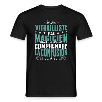 Je Suis Vitrailliste Pas Magicien - T-shirt homme - noir - Devant - AI Model Male 178 light (178cm)