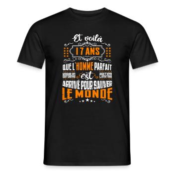 17 ans, Homme parfait, cadeau anniversaire 17ans - T-shirt homme - noir - Devant - AI Model Male 178 light (178cm)