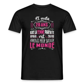 20 ans, Femme parfaite, cadeau anniversaire 20ans - T-shirt homme - noir - Devant - AI Model Male 178 light (178cm)
