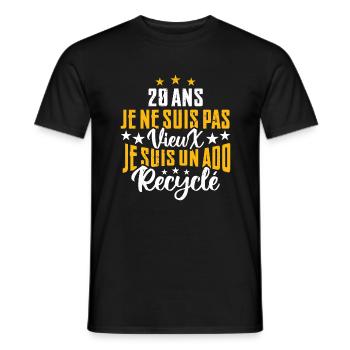 20 ans | Cadeau d'anniversaire | fête des pères - T-shirt homme - noir - Devant - AI Model Male 178 light (178cm)