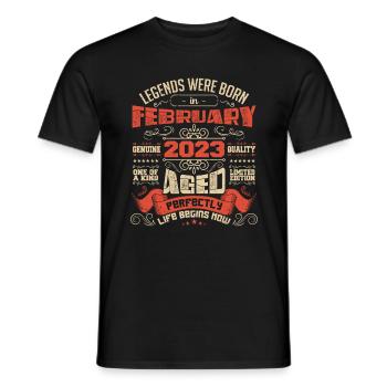 Legends were born in February 2023 | gift - Men's T-Shirt - black - Front - AI Model Male 178 light (178cm)