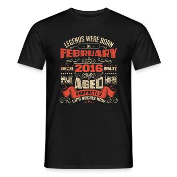 Legends were born in February 2016 | gift - Men's T-Shirt - black - Front - AI Model Male 178 light (178cm)