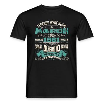 March 1961 | birthday gift - T-shirt homme - noir - Devant - AI Model Male 178 light (178cm)