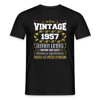 vintage 1957 | Toutes Les Pièces D'origine - T-shirt homme - noir - Devant - AI Model Male 178 light (178cm)