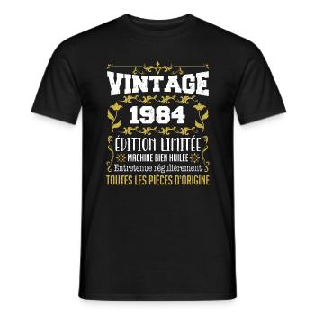 vintage 1984 | Toutes Les Pièces D'origine - T-shirt homme - noir - Devant - AI Model Male 178 light (178cm)