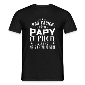 Papy Pilote | Fête des pères - T-shirt homme - noir - Devant - AI Model Male 178 light (178cm)
