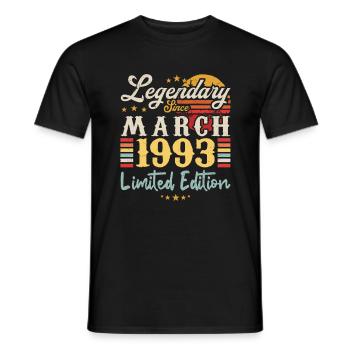 Legendary Since March 1993 - Limited Edition - T-shirt homme - noir - Devant - AI Model Male 178 light (178cm)